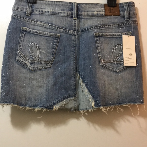 Rhinestone Embellished Denim Mini Skirt - Picture 6 of 11